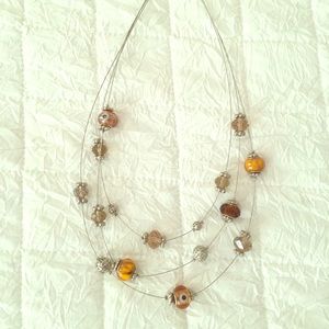 Orange beaded adjustable necklace